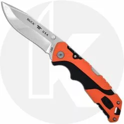 Buck Knives Buck Large Folding Pursuit Pro 0659ORS - S35VN Drop Point - Black GFN And Orange Versaflex Handle - Made In USA