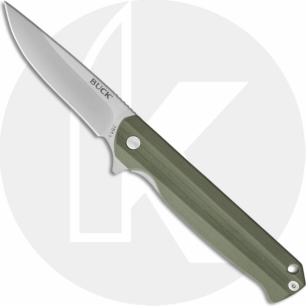 Buck Knives Buck Langford Knife 0251GRS - Value Priced EDC - Satin Drop Point - Green G10 - Liner Lock - Flipper Folder