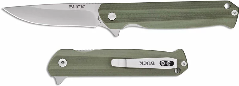Buck Knives Buck Langford Knife 0251GRS - Value Priced EDC - Satin Drop Point - Green G10 - Liner Lock - Flipper Folder - Image 2