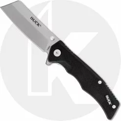 Buck Knives Buck Trunk Knife 0252BKS - Value Priced EDC - Satin Cleaver Style Blade - Black G10 - Liner Lock - Flipper Folder