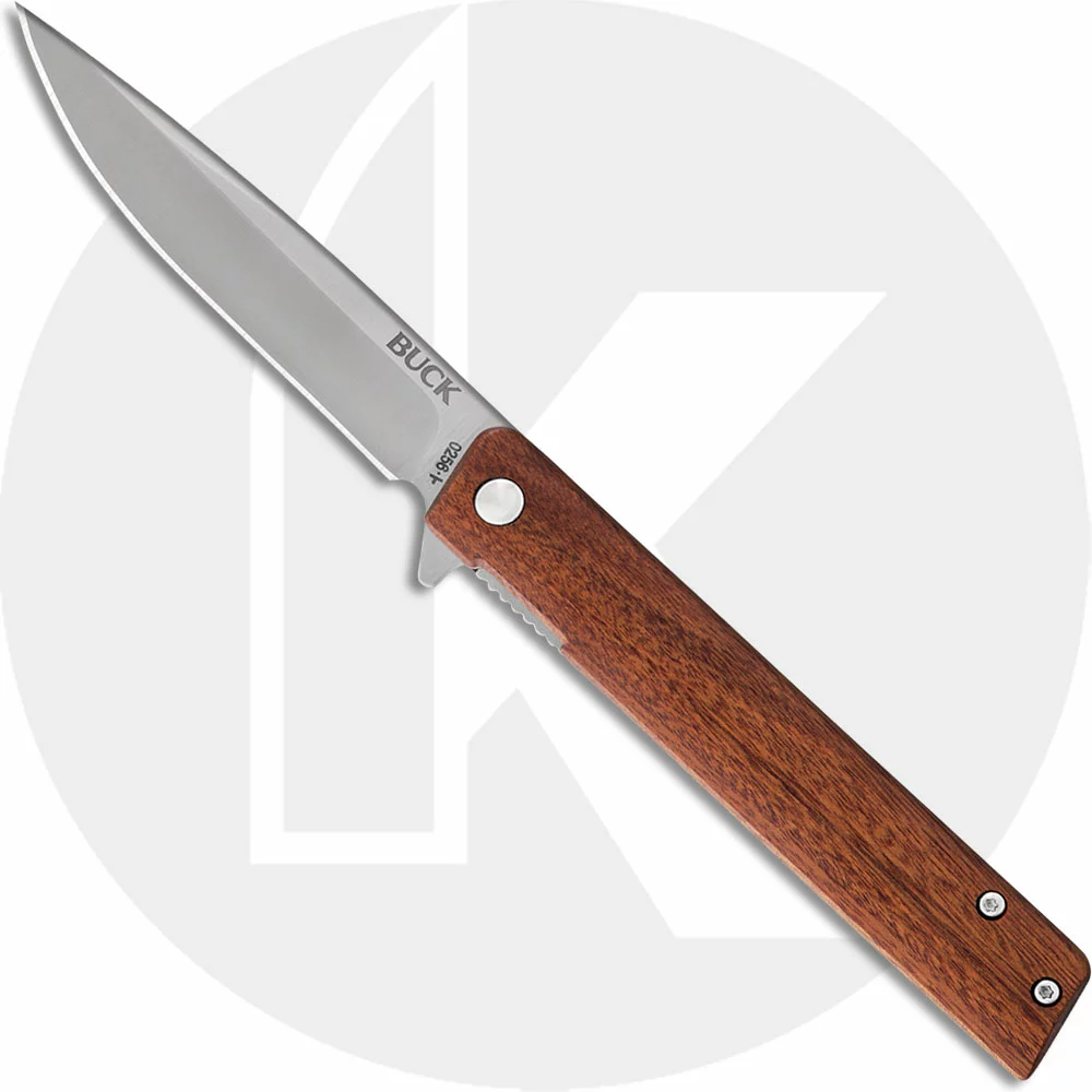 Buck Knives Buck Decatur Knife 0256BRS - Value Priced EDC - Satin Drop Point - Wood Handle - Liner Lock - Flipper Folder