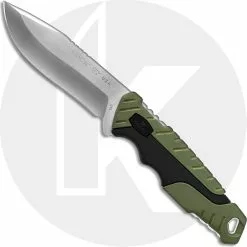 Buck Knives Buck Large Pursuit Fixed Blade 0656GRS - Drop Point - Black GFN And Green Versaflex Handle - Made In USA