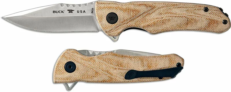 Buck Knives Buck 841 Sprint Pro 0841TNS - S30V Drop Point - Tan Canvas Micarta - Liner Lock - Flipper Folder - USA Made - Image 2