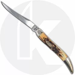 Case Knives Case Small Texas Toothpick Knife 01719 - Burnt Stag - 510096SS - Discontinued - BNIB