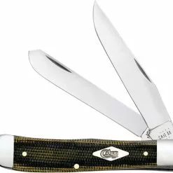 Case Knives Case Trapper Knife 23470 - Green And Black Micarta - 10254SS