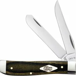 Case Knives Case Mini Trapper Knife 23472 - Green And Black Micarta - 10207SS