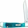 Case Knives Case Kickstart TrapperLock Knife 25594 Caribbean Blue Bone Assisted Open 6154ACSS