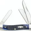 Case Knives: Case Medium Stockman Knife, Navy Blue Bone Handle, CA-2801