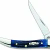 Case Knives: Case Small Texas Toothpick Knife, Navy Blue Bone Handle, CA-2804