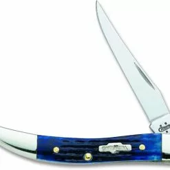 Case Knives: Case Small Texas Toothpick Knife, Navy Blue Bone Handle, CA-2804