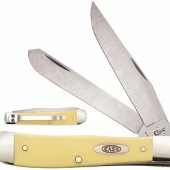 Case Knives Case Trapper With Clip 30114 Smooth Yellow Synthetic CV 3254CCV