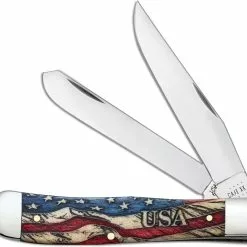 Case Knives Case Trapper Knife 36030 Vintage Flag Embellished Smooth Natural Bone 6254SS