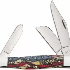 Case Knives Case Large Stockman Knife 36032 Vintage Flag Embellished Smooth Natural Bone 6375SS