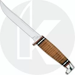 Case Knives: Case Hunting Knife, 5" Finn With Leather Handle, CA-381