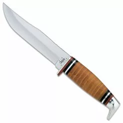 Case Knives: Case Hunting Knife, 5" Clip Blade With Leather Handle, CA-385