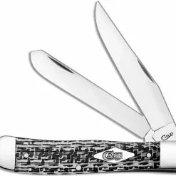Case Knives Case Trapper Knife 38920 Black And White Carbon Fiber 10254SS