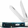 Case Knives Case Mini Trapper Knife 51852 - Pocket Worn Mediterranean Blue Bone - 6207SS