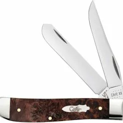 Case Knives Case Mini Trapper Knife 64062 - Brown Maple Burl Wood - 7207SS