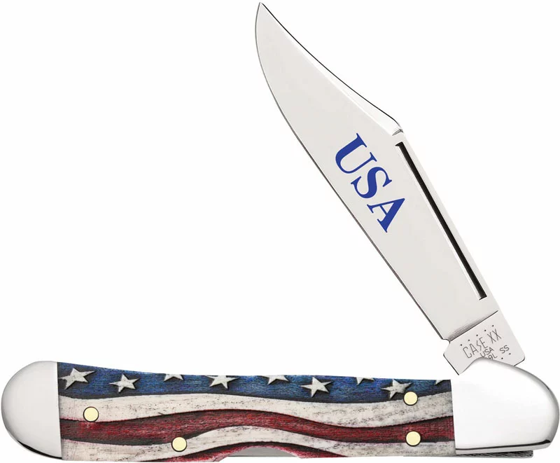Case Knives Case Mini CopperLock Knife 64141 Star Spangled Smooth Natural Bone 61749LSS