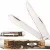 Case Knives Case Trapper With Clip 06540 Amber Bone SS 6254CSS