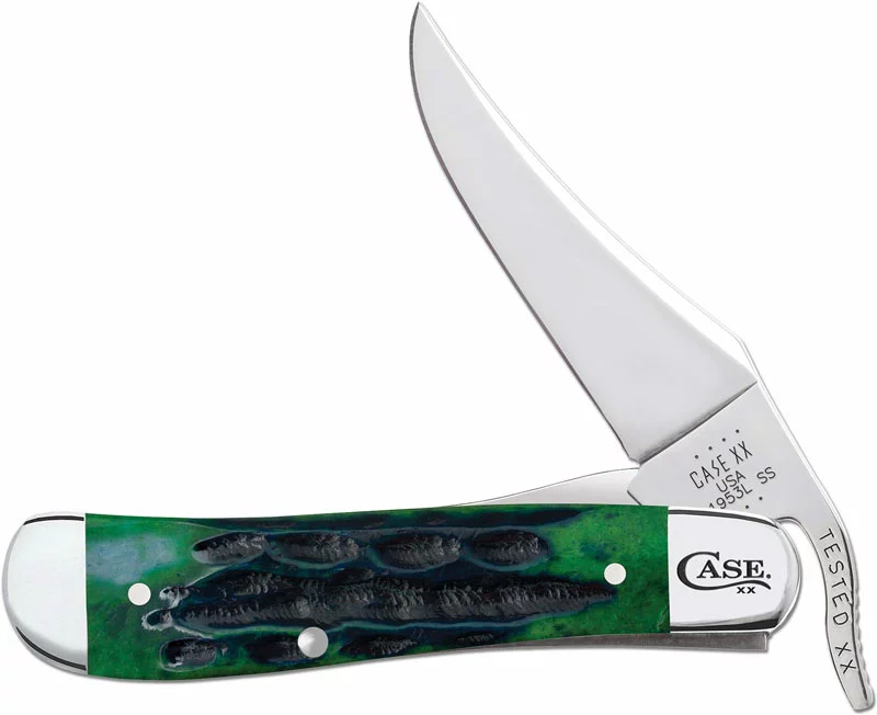 Case Knives Case RussLock Knife 75838 - Hunter Green Bone - 61953LSS