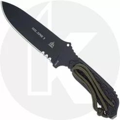 TOPS Knives MIL-SPIE-5 - Part Serrated - Black Traction Coated 1095 - Black Micarta