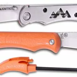 Outdoor Edge Cutlery Outdoor Edge Ignitro Survival Knife - Drop Point Blade - Stainless Steel And Orange ABS Handle - Ferro Rod And Whistle - IG-23C