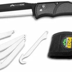 Outdoor Edge Cutlery Outdoor Edge RazorBone - RBY-10 - Folding Hunting Knife Set - Replaceable Blades - Gray Handle - Black Sheath