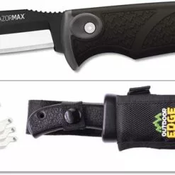 Outdoor Edge Cutlery Outdoor Edge RazorMax - RMK-10 - Fixed Blade Hunting Knife Set - Replaceable Blades - Black Handle - Black Sheath