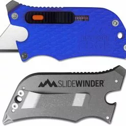Outdoor Edge Cutlery Outdoor Edge SlideWinder - Compact 4 Function Utility Knife Multi Tool - Blue Handle SWU-20C