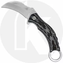 QSP Knives QSP Eagle Karambit Knife QS120-E - Satin D2 Hawkbill - Black And Gray G10 - Ring Pommel - Liner Lock Flipper Folder