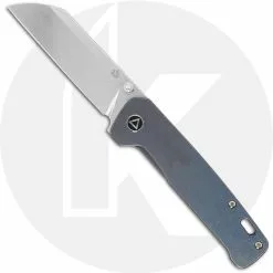 QSP Knives QSP Penguin Knife QS130-R - Stonewash 154CM Sheepfoot - Blue Stonewash Titanium - Frame Lock Folder