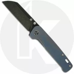 QSP Knives QSP Penguin Knife QS130-S - Black Stonewash 154CM Sheepfoot - Blue Stonewash Titanium - Frame Lock Folder
