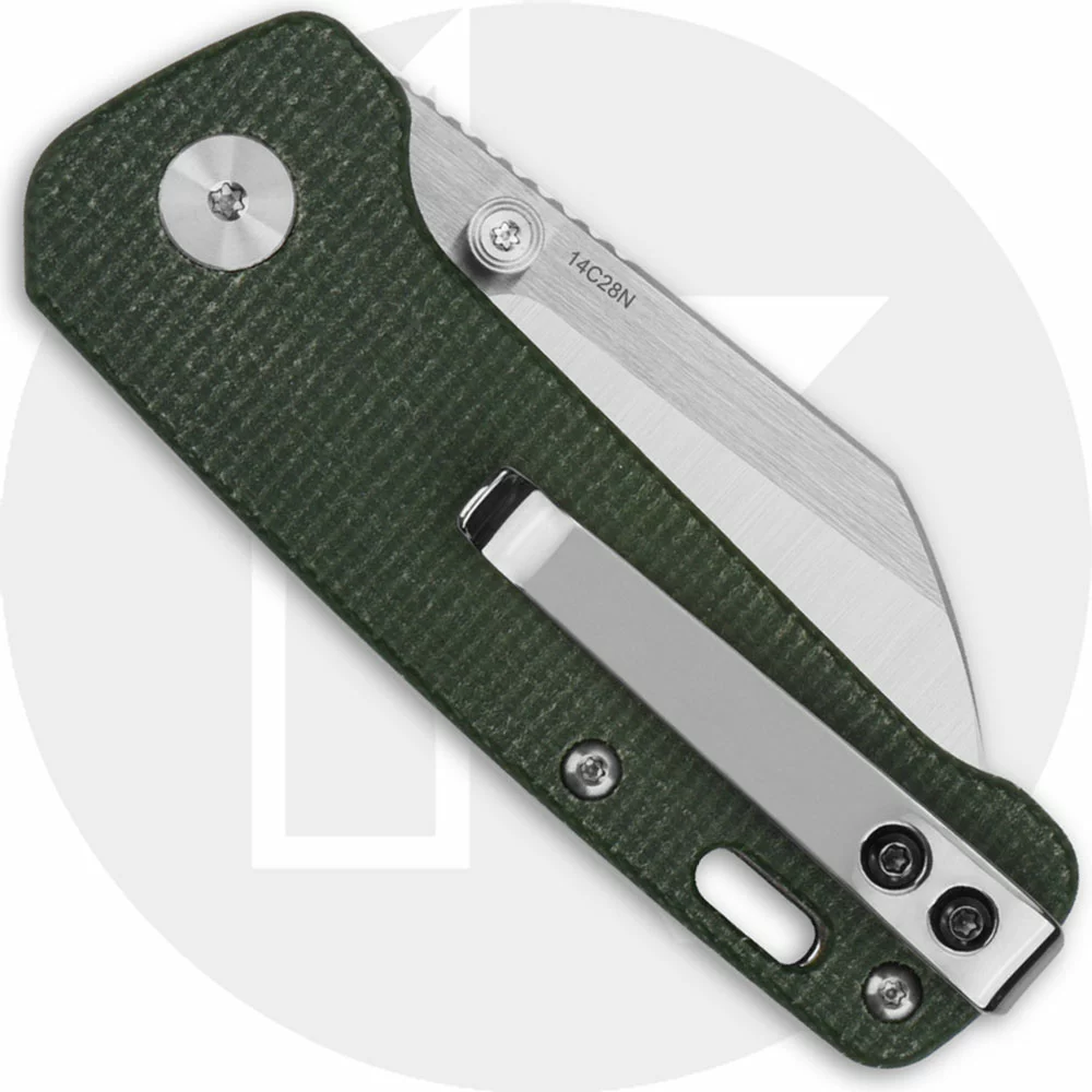 QSP Knives QSP Penguin Mini QS130XS-C - Satin 14C28N - Green Micarta - Liner Lock Knife - Image 2