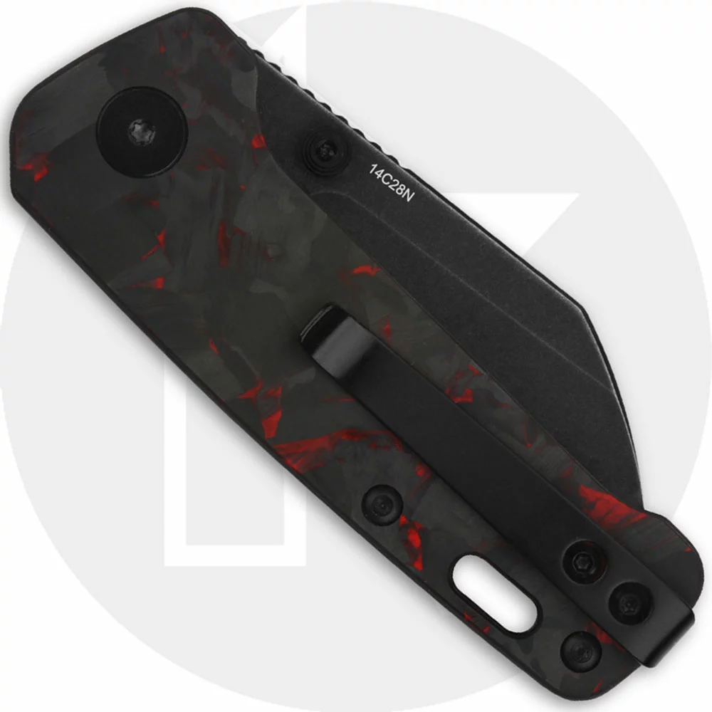 QSP Knives QSP Penguin Mini QS130XS-E2 - Black Stonewash 14C28N - Red Shred Carbon Fiber / G10 - Image 2