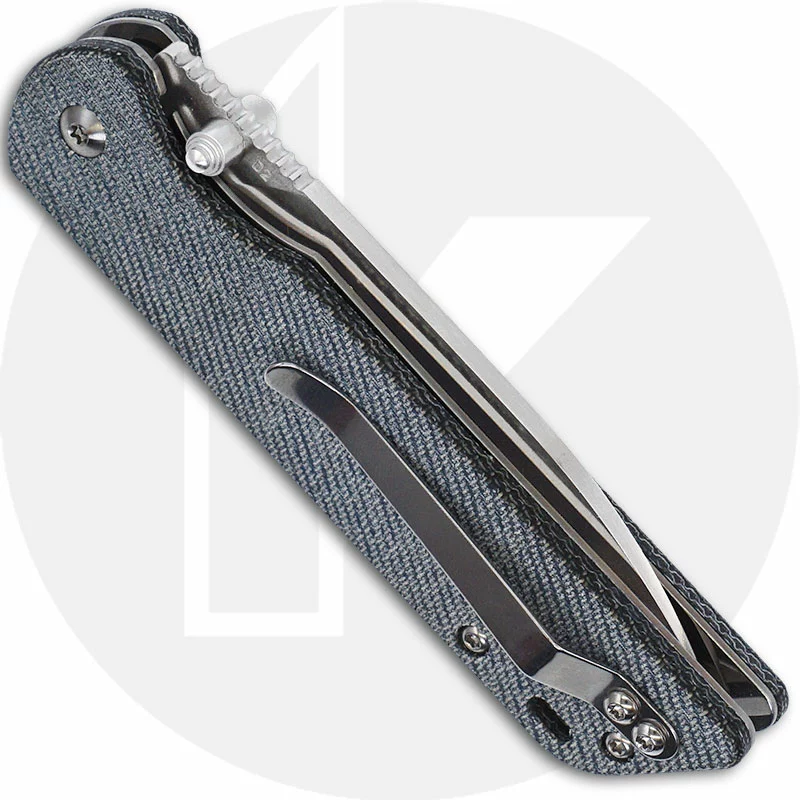 QSP Knives QSP Parrot Knife QS102-F - Satin D2 Spear Point - Denim Linen Micarta - Liner Lock Folder - Image 3