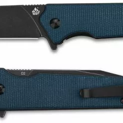 QSP Knives QSP Mamba V2 QS111-H2 - Black Stonewash D2 Clip Point - Blue Micarta - Liner Lock Flipper Folder