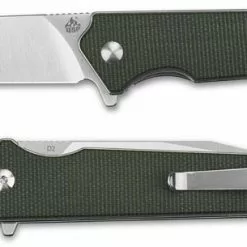 QSP Knives QSP Mamba V2 QS111-I1 - Satin D2 Clip Point - Green Micarta - Liner Lock Flipper Folder