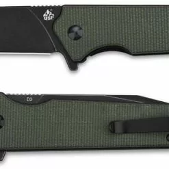 QSP Knives QSP Mamba V2 QS111-I2 - Black Stonewash D2 Clip Point - Green Micarta - Liner Lock Flipper Folder