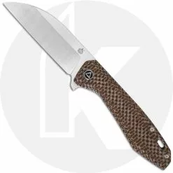 QSP Knives QSP Pelican Knife QS118-A2 - 2 Tone Satin S35VN Sheepfoot - Brown Texture Micarta - Liner Lock Flipper Folder