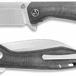 QSP Knives QSP Pelican Knife QS118-D2 - 2 Tone Satin S35VN Sheepfoot - Black Micarta - Liner Lock Flipper Folder