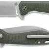 QSP Knives QSP Pelican Knife QS118-E1 - Stonewash S35VN Sheepfoot - Dark Green Micarta - Liner Lock Flipper Folder