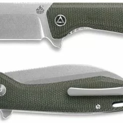 QSP Knives QSP Pelican Knife QS118-E1 - Stonewash S35VN Sheepfoot - Dark Green Micarta - Liner Lock Flipper Folder
