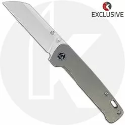QSP Knives QSP Penguin Knife QS130-KP6 - 2 Tone Satin M390 Sheepfoot - Bead Blast Stonewash Titanium - Frame Lock Folder