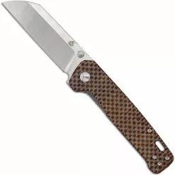 QSP Knives QSP Penguin Knife QS130-A - 2 Tone Satin D2 Sheepfoot - Linen Micarta - Liner Lock Folder