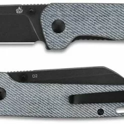 QSP Knives QSP Penguin Knife QS130-B2 - Black Stonewash D2 Sheepfoot - Denim Micarta - Liner Lock Folder