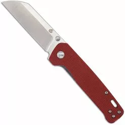 QSP Knives QSP Penguin Knife QS130-D - 2 Tone Satin D2 Sheepfoot - Red Linen Micarta - Liner Lock Folder
