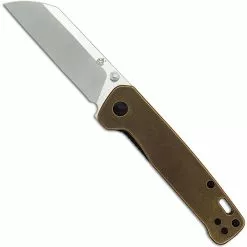 QSP Knives QSP Penguin Knife QS130-F - 2 Tone Satin D2 Sheepfoot - Brass Handle - Liner Lock Folder