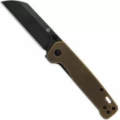 QSP Knives QSP Penguin Knife QS130-G - BlackWash D2 Sheepfoot - Brass Handle - Liner Lock Folder