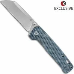 QSP Knives QSP Penguin Knife QS130-KP2 - Knives Plus Exclusive - Satin S35VN Sheepfoot - Blue Denim Micarta - Liner Lock Folder